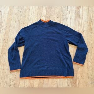 J. Jill mock turtleneck sweater cotton blend contrast rib knit cuff